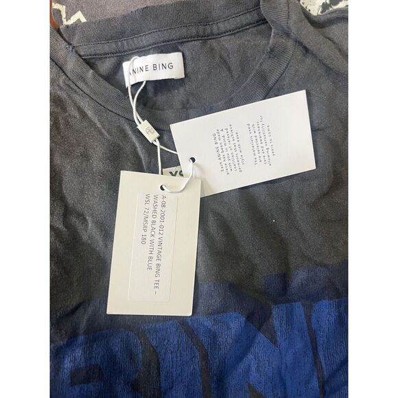 Anine Bing Eagle Vintage Bing Tee Washed Black Blue XS NEW - Picture 10 of 10